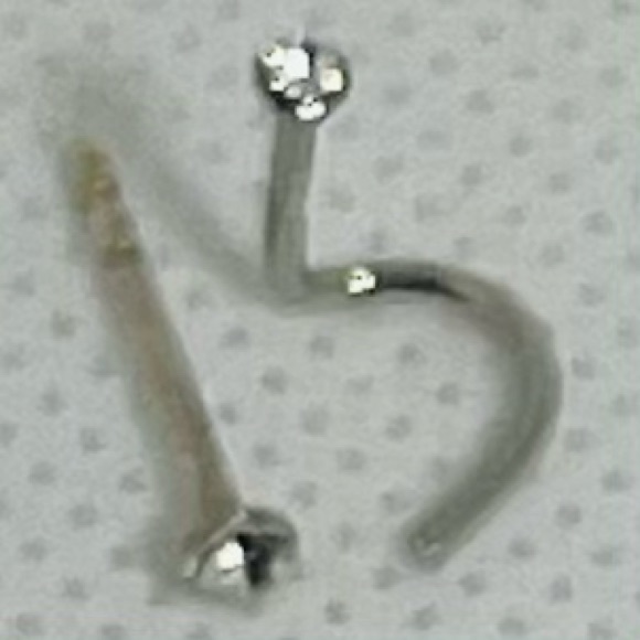🔥SALE set (2) sterling silver stainless steel diamond CZ nose studs piercing - Picture 9 of 15